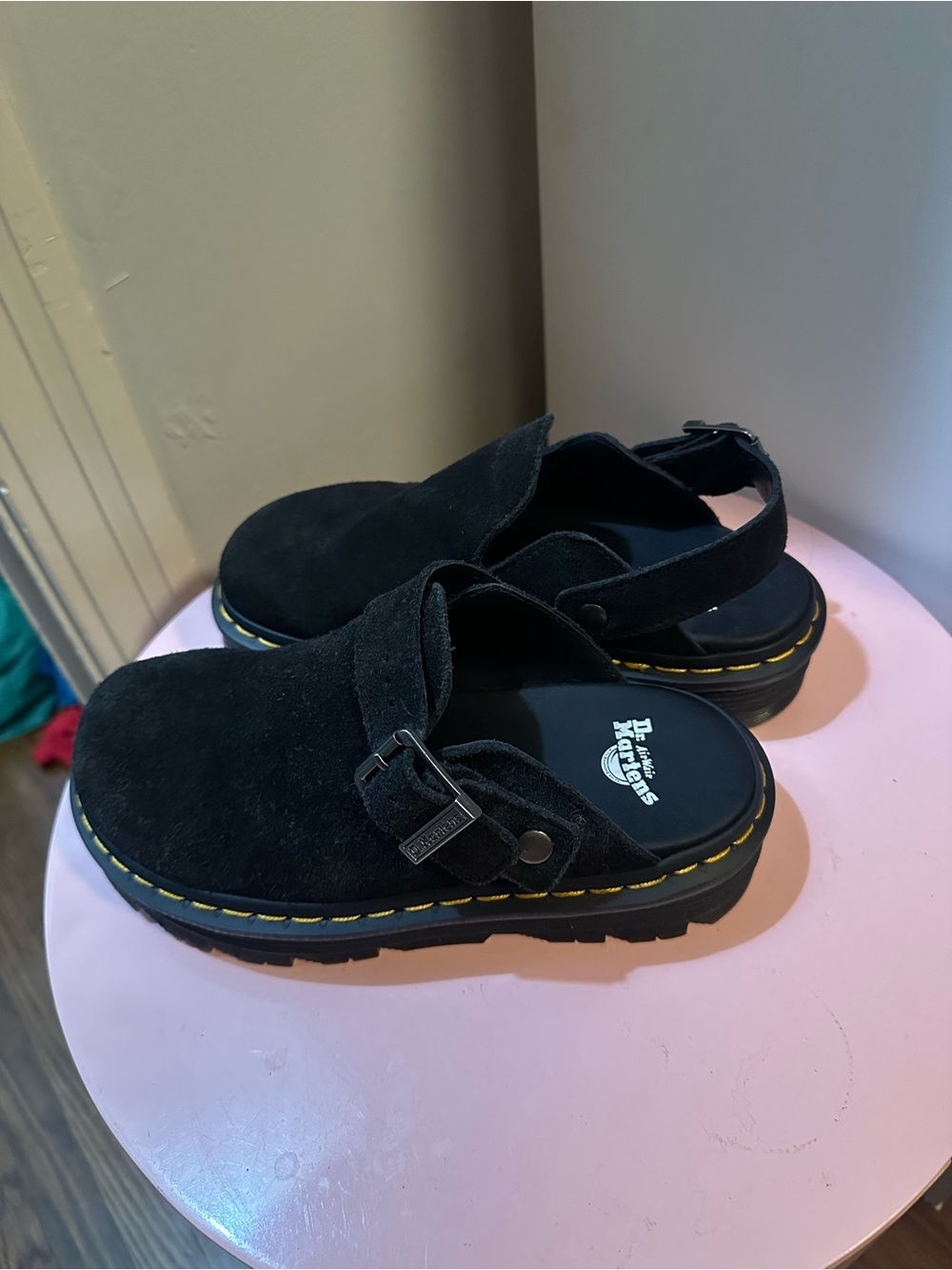 Dr. Martens Black Suede Slingback Clogs mules slip ons